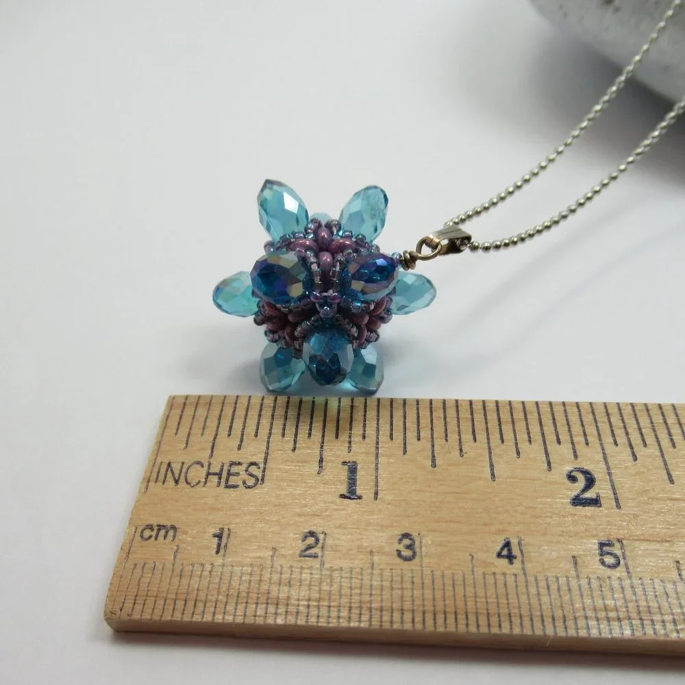 Blue Crystal 3d Beaded Bead pendant